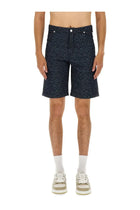 Fendi Men's FF Jacquard Denim Shorts Blue