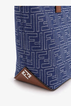 Fendi Men's FF Jacquard Fabric and Leather Shopping Bag Beige, view 4