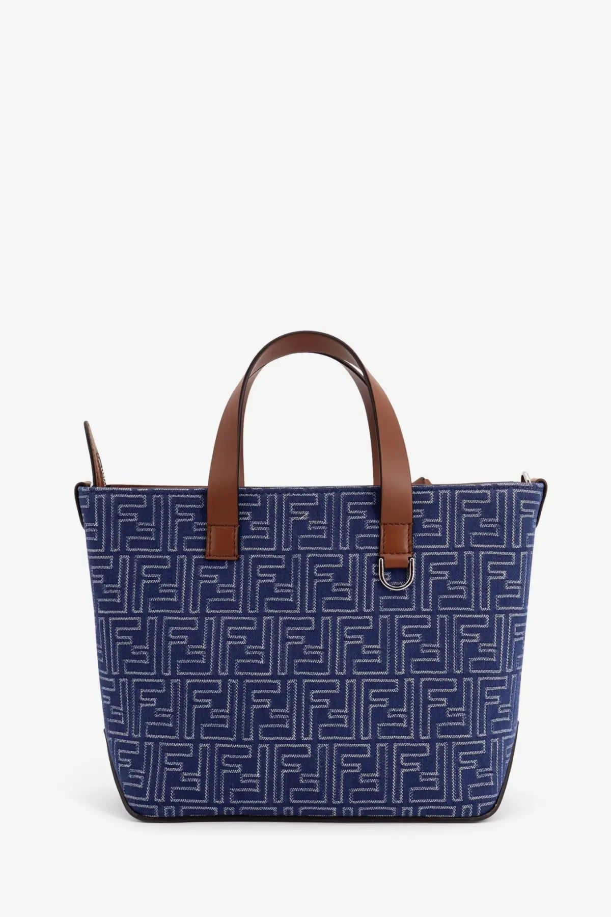 Fendi Men's FF Jacquard Fabric and Leather Shopping Bag Beige, view 2