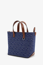 Fendi Men's FF Jacquard Fabric and Leather Shopping Bag Beige, view 3