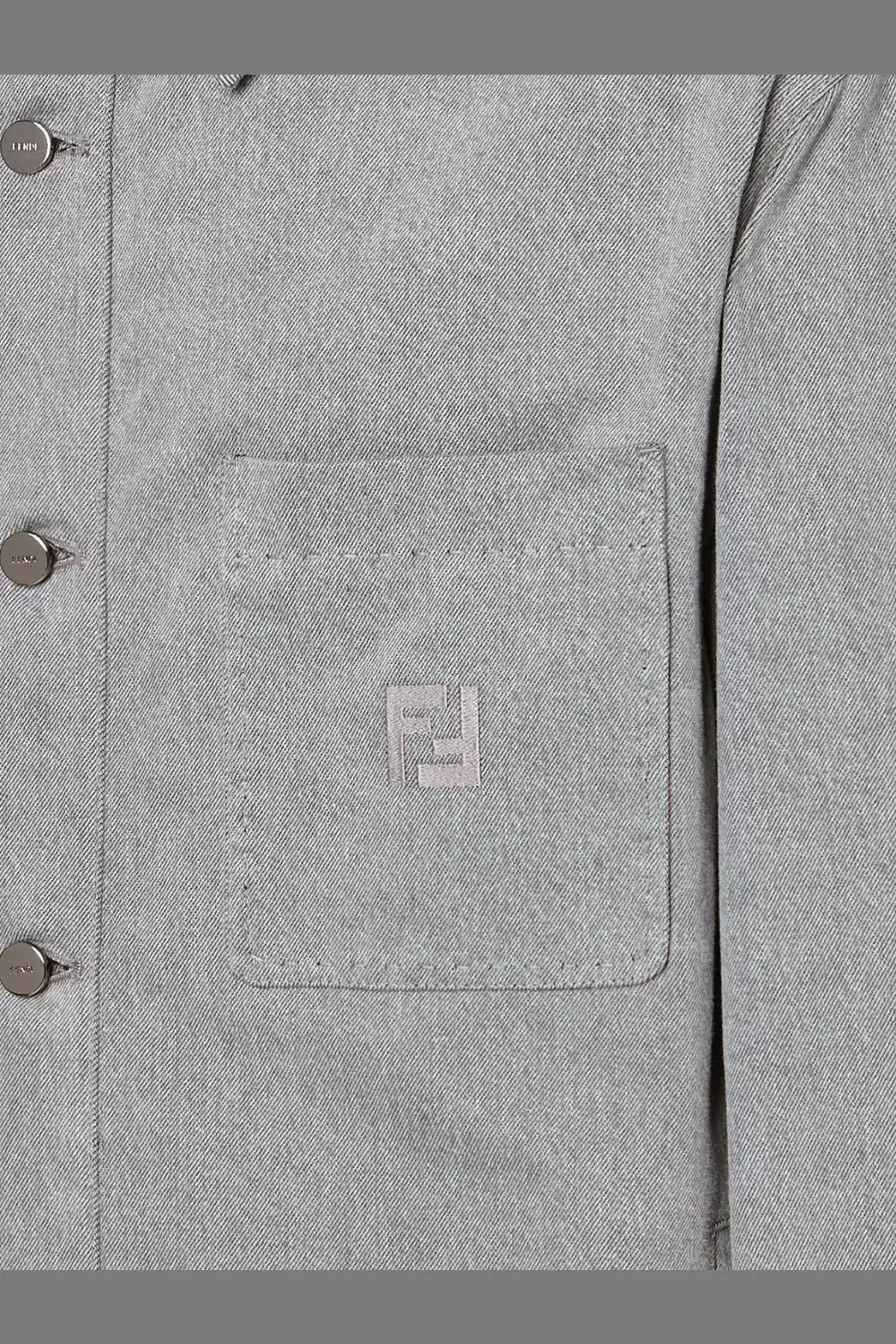 Fendi Men's Jacket Denim Stone Bleached Grey, view 3