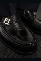 Fendi Men's Missina Leather Loafers Black, view 2
