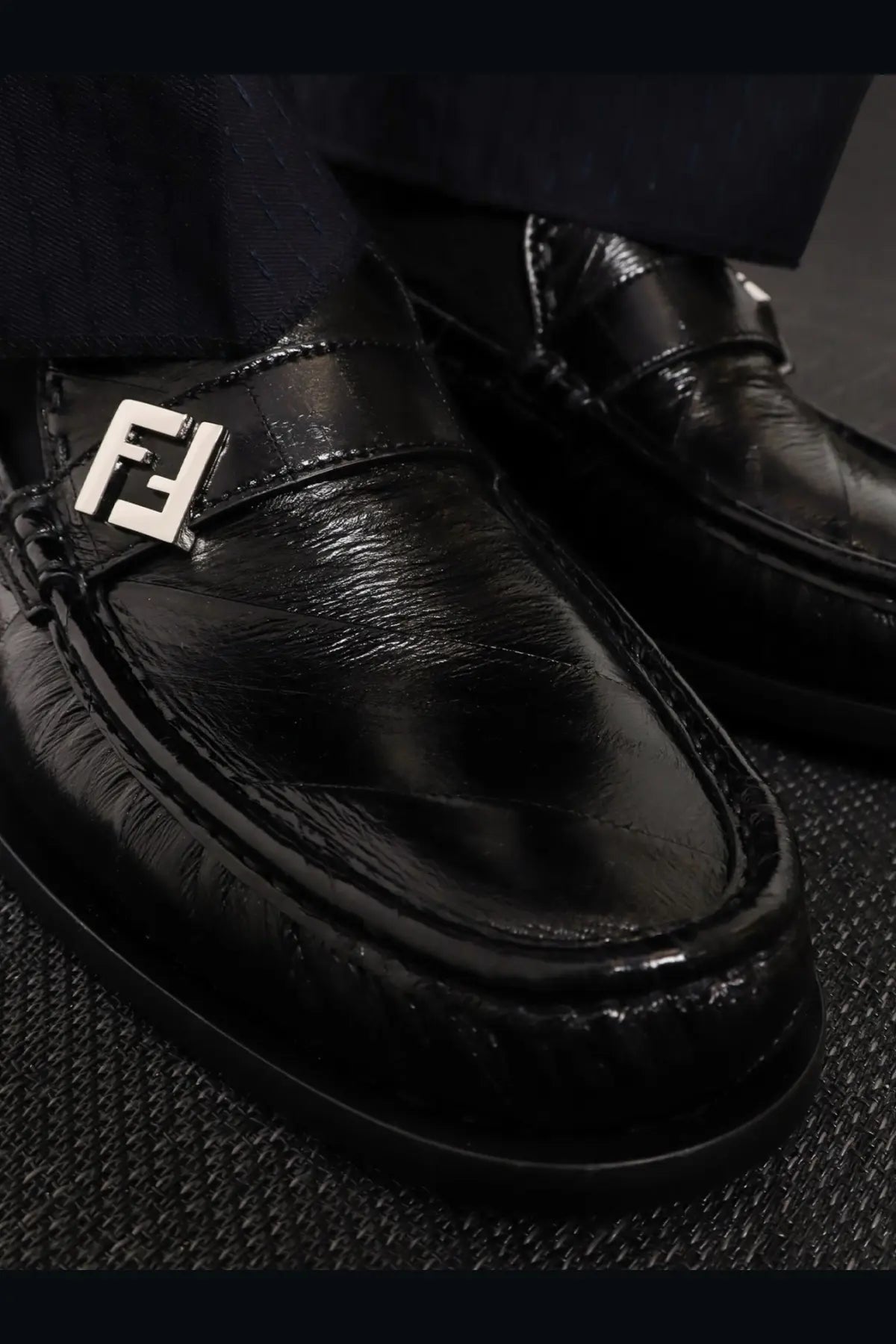 Fendi Men's Missina Leather Loafers Black, view 2