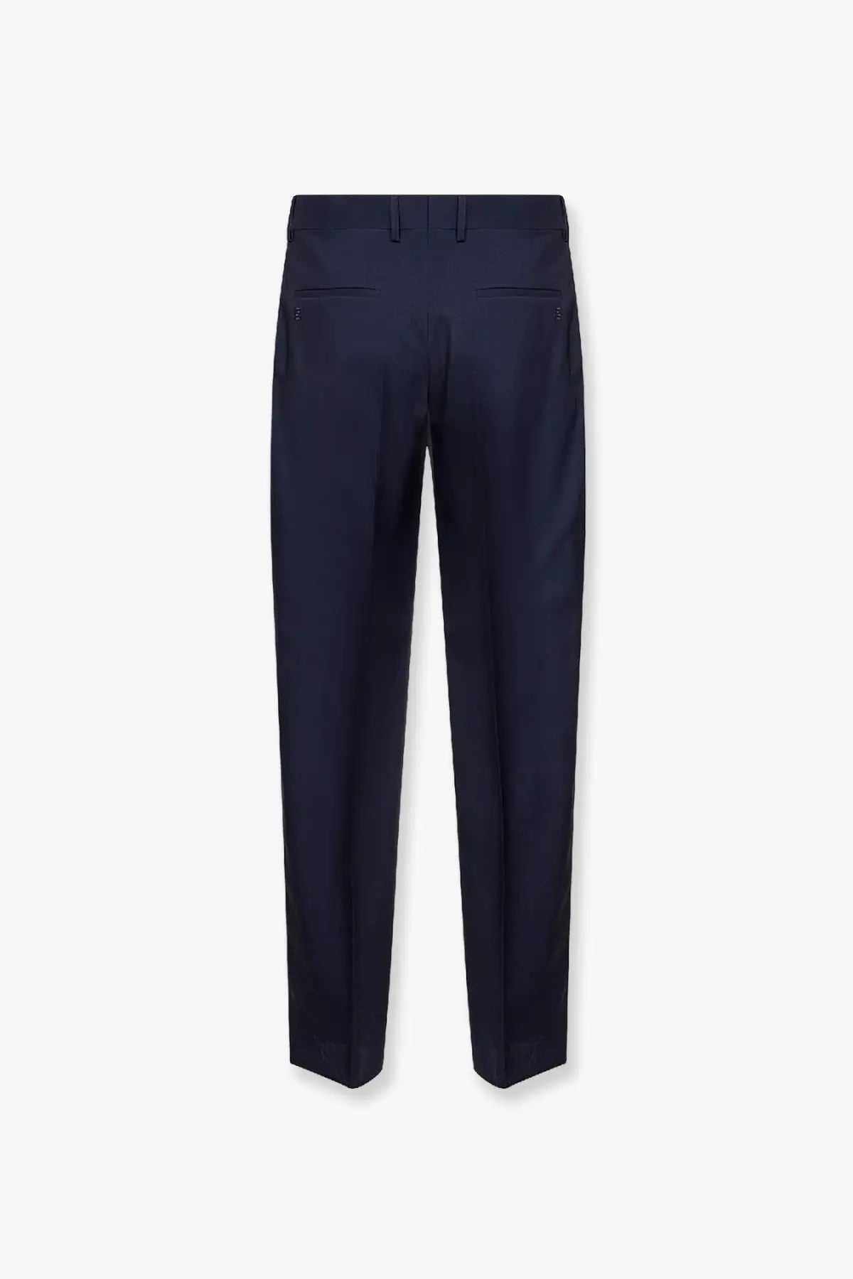 Fendi men’s virgin wool trousers blue navy tailored with sleek straight-leg cut and subtle stitching details