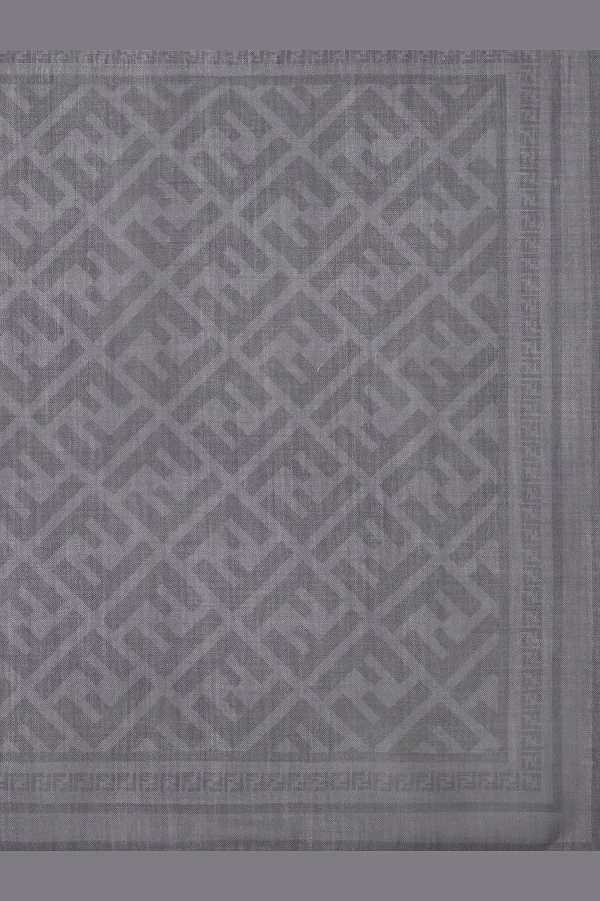 Fendi men’s grey wool and silk scarf featuring a repeating ff logo pattern for stylish warmth