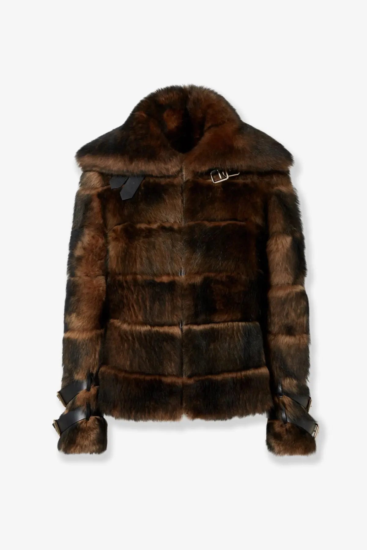 Fendi Women's Brown Backed Sheepskin and Nappa Jacket Orange