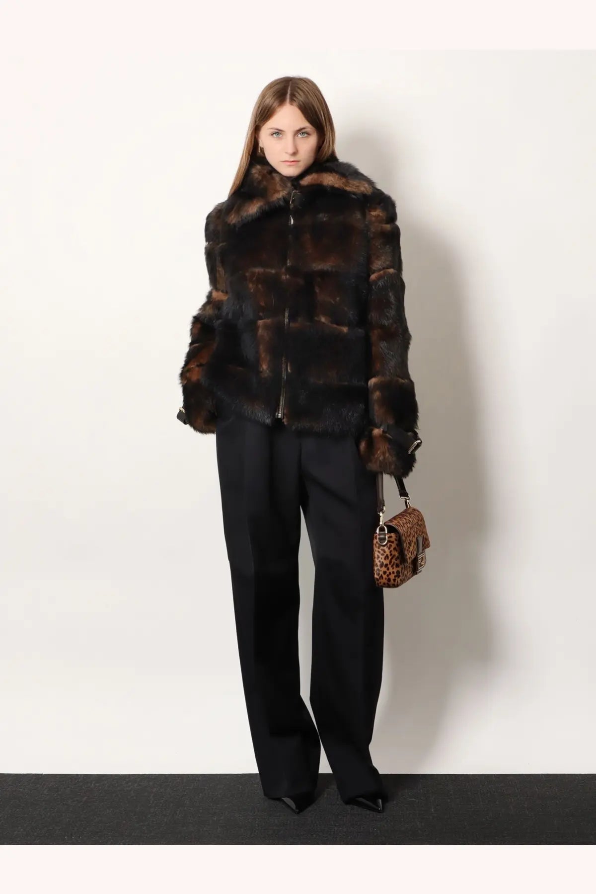 Fendi Women's Brown Backed Sheepskin and Nappa Jacket Orange, view 2