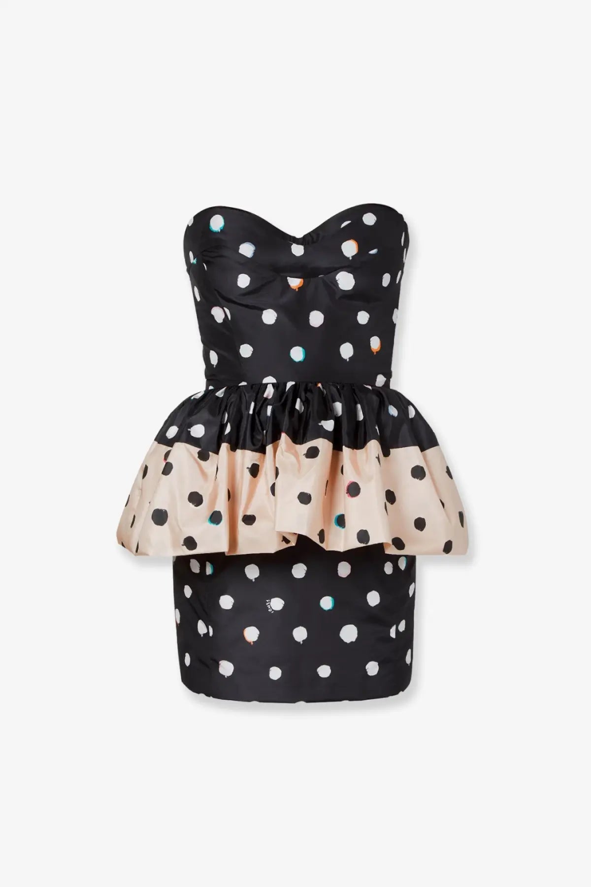 Fendi Women's Falena Dots Taffeta Bustier Dress Black