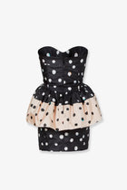 Fendi Women's Falena Dots Taffeta Bustier Dress Black, view 4