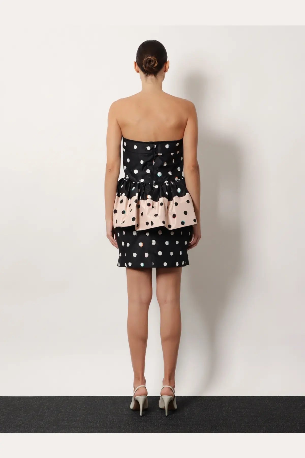 Fendi Women's Falena Dots Taffeta Bustier Dress Black, view 3