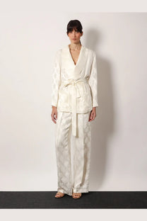 Fendi Women's Jacquard Silk Trousers White