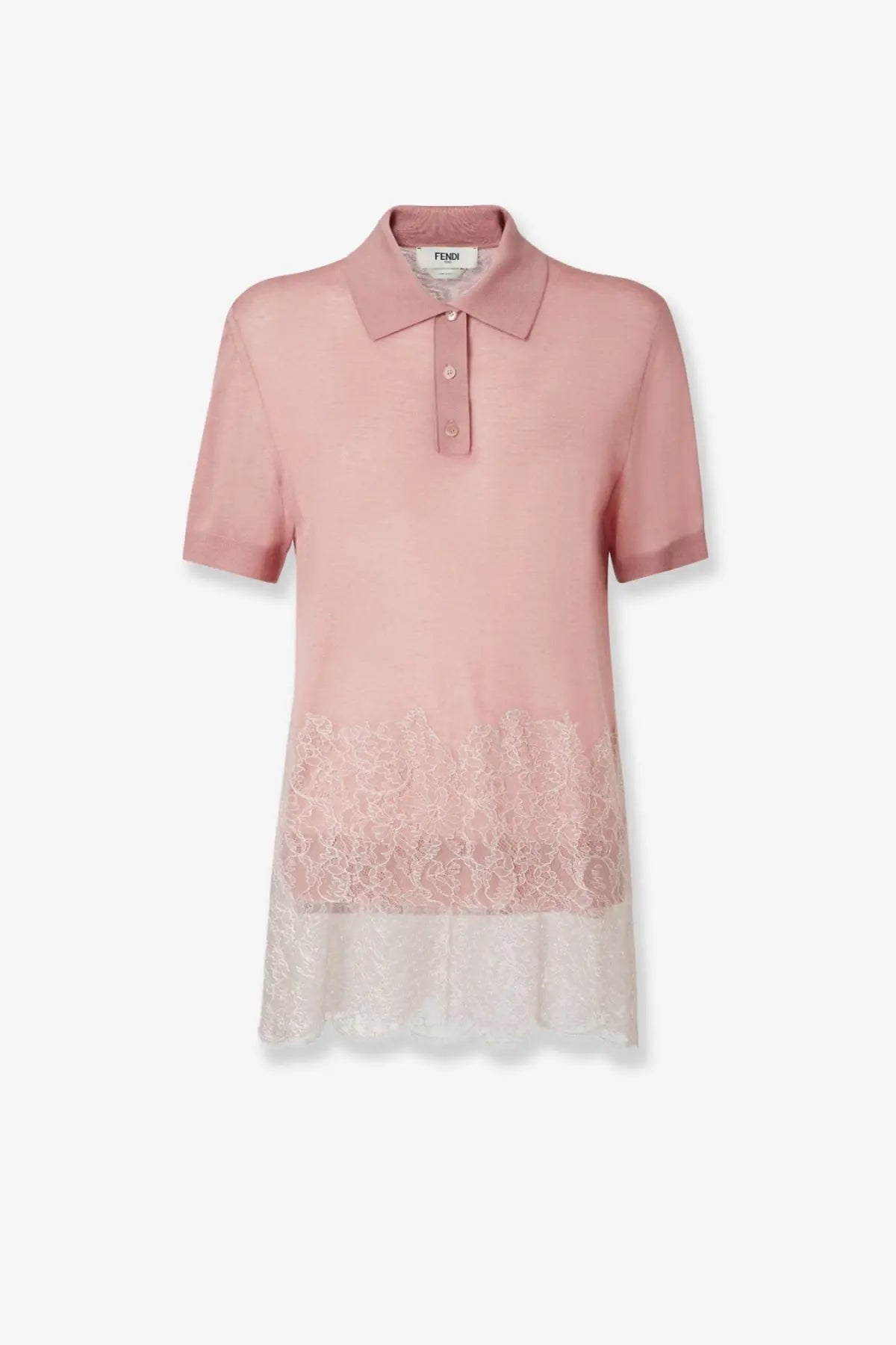 Fendi Women's Lingerie Cashmere and Silk Polo Shirt Blue