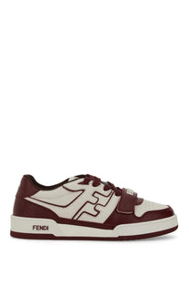 Fendi women’s match sneaker in maroon and white with bold ff logo design for stylish everyday wear