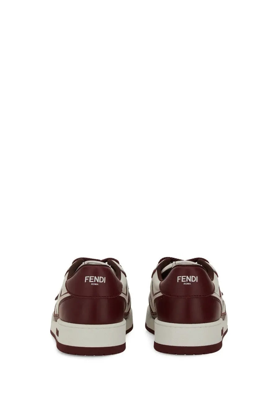 Fendi women’s match sneaker multicolor in maroon and white leather with low-top design and rubber sole