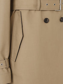 Fendi Women's Midi Trench Coat in Mackintosh Fabric Beige, view 3