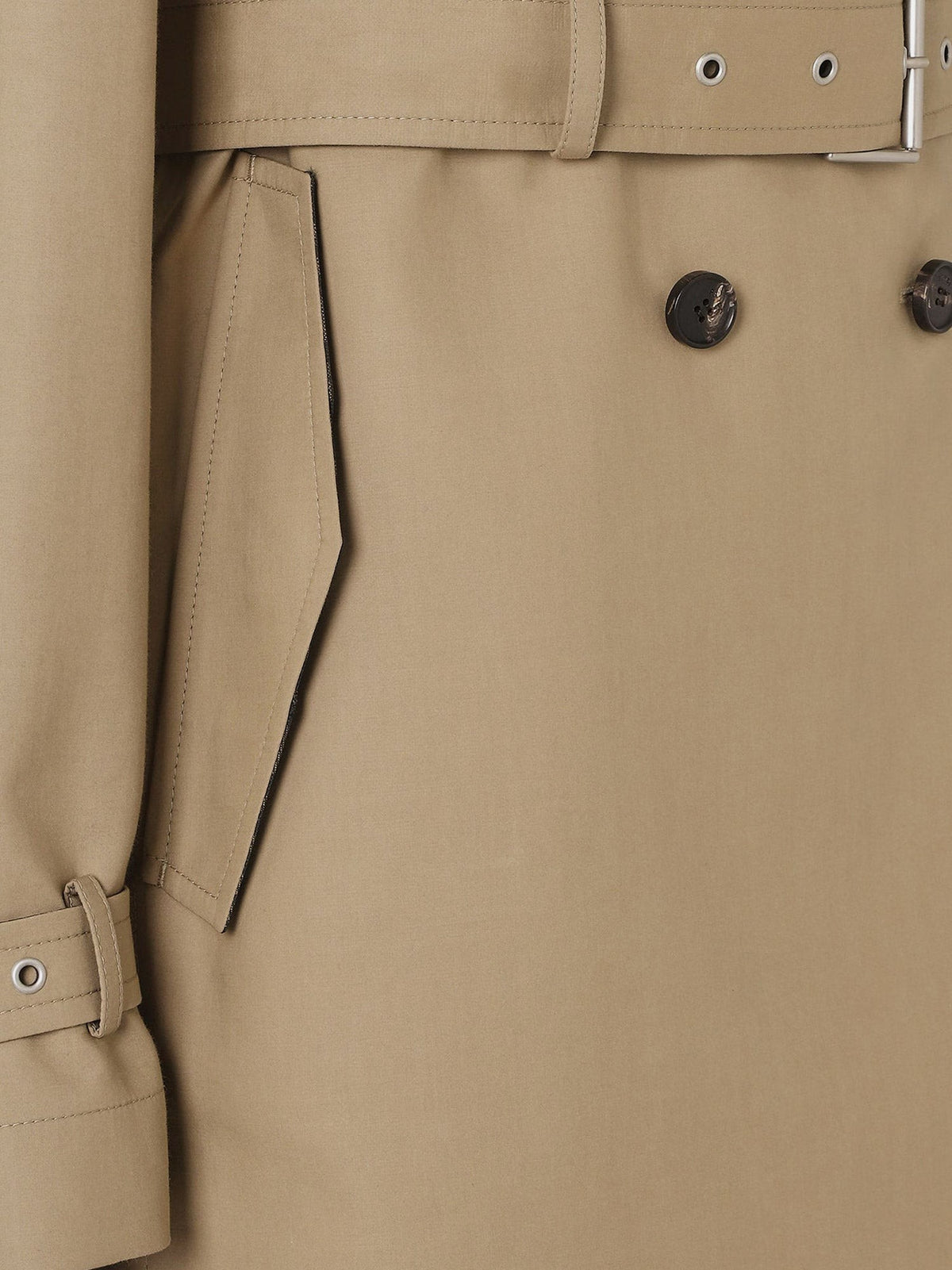 Fendi Women's Midi Trench Coat in Mackintosh Fabric Beige, view 3