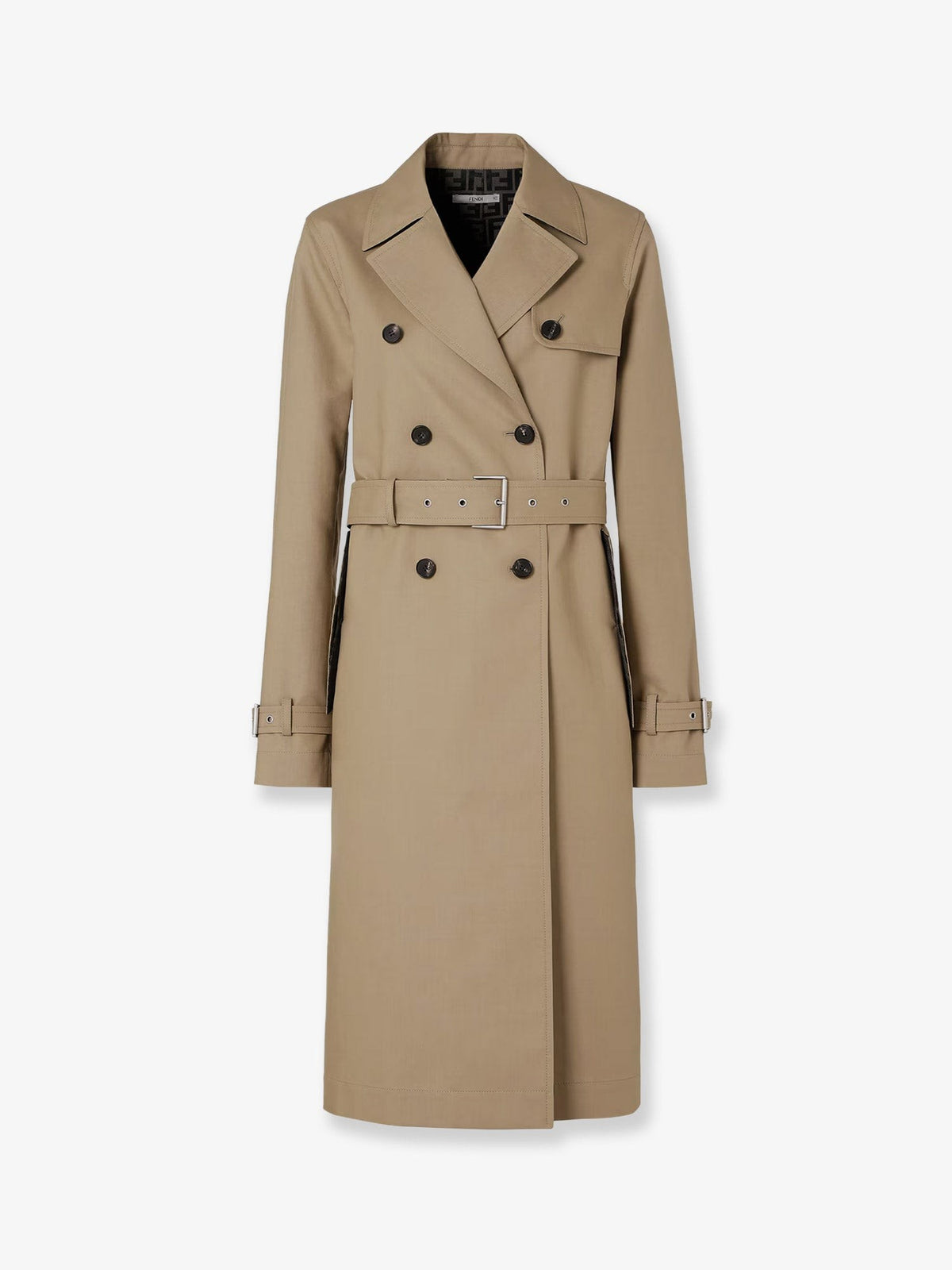 Fendi Women's Midi Trench Coat in Mackintosh Fabric Beige