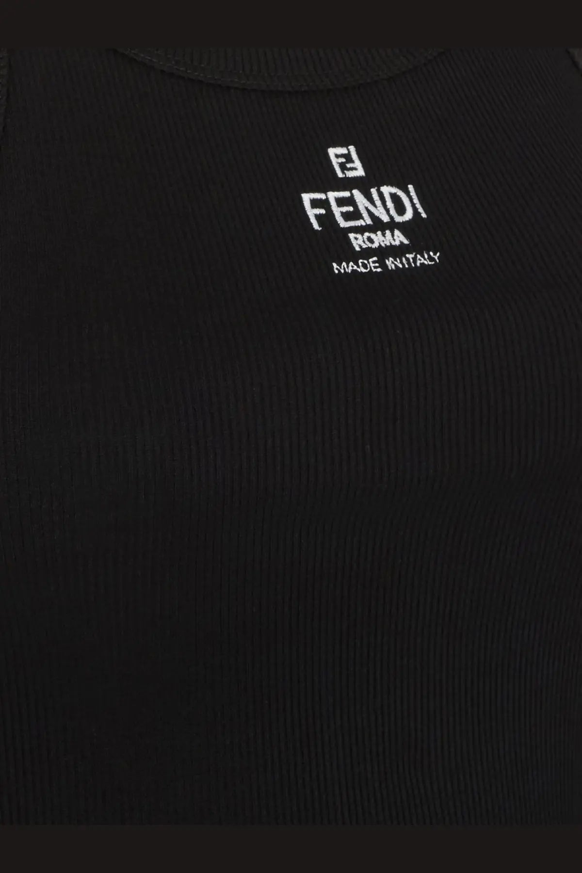 Fendi Women's Ribbed Cotton Tank Top Black, view 3