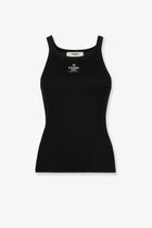 Fendi Women's Ribbed Cotton Tank Top Black