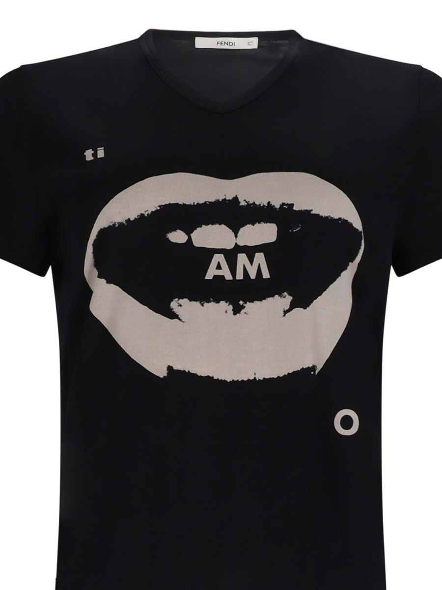 Fendi Women's Shirt with Print Ti Amo Black, view 3