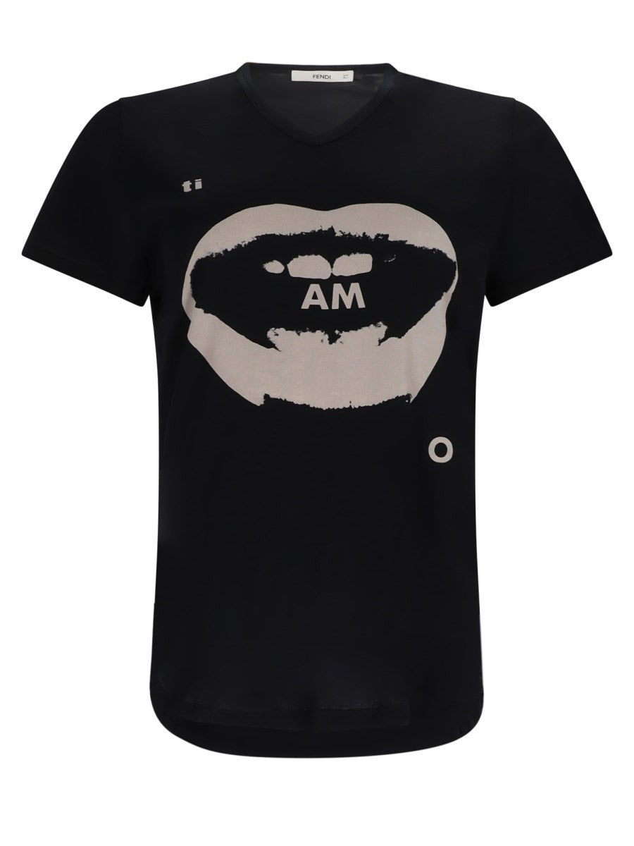 Fendi Women's Shirt with Print Ti Amo Black