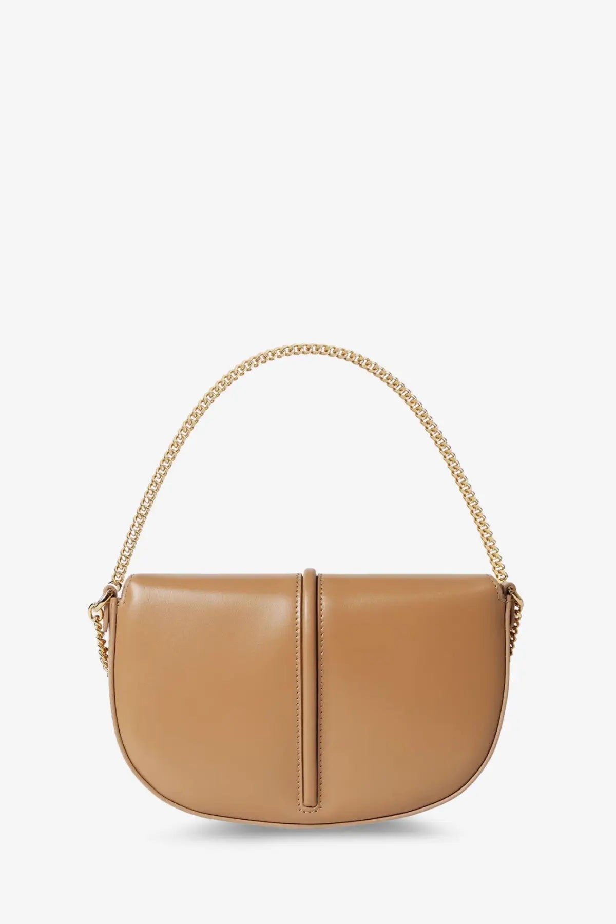 Fendi women’s wallet on chain brown leather shoulder bag with tan leather and gold chain strap vertical seam