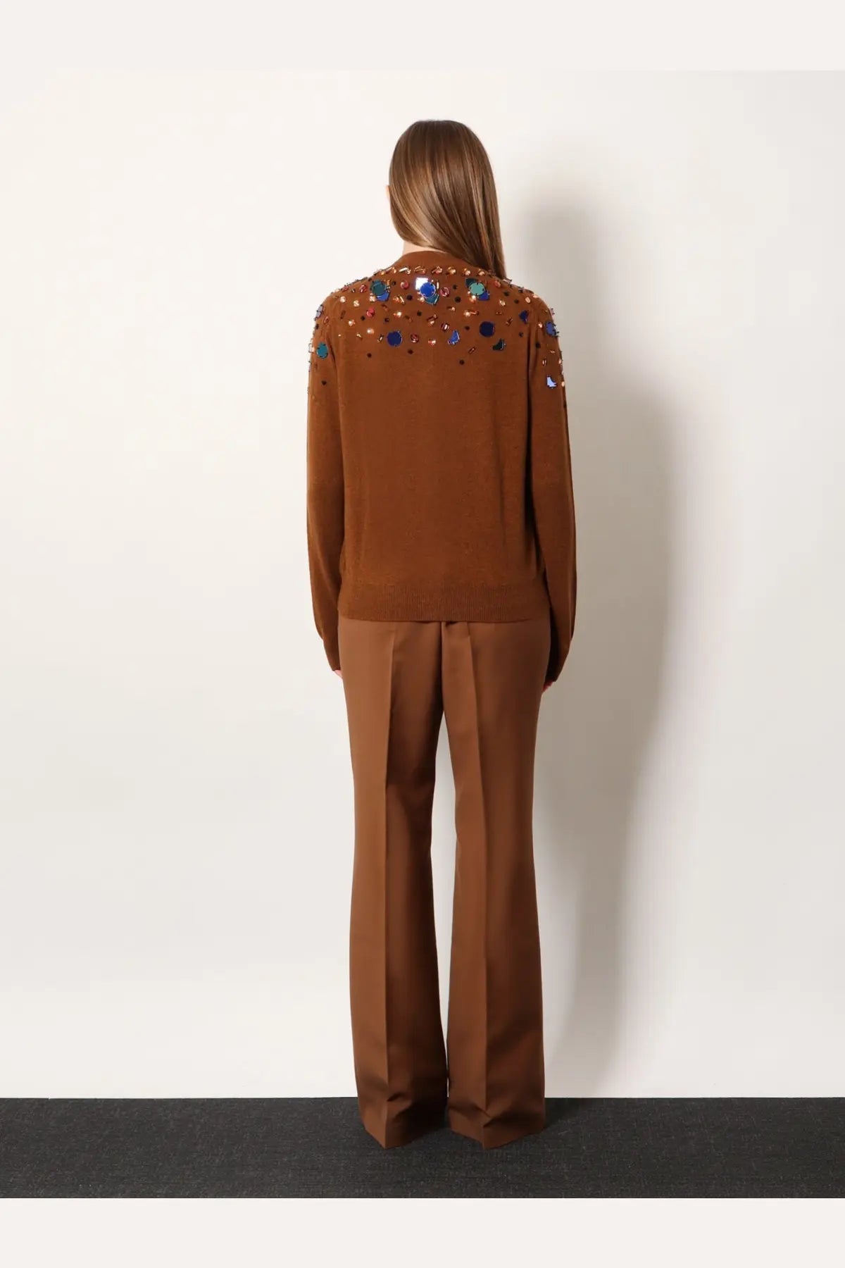 Fendi Women's Wool and Cashmere Cardigan Brown, view 3