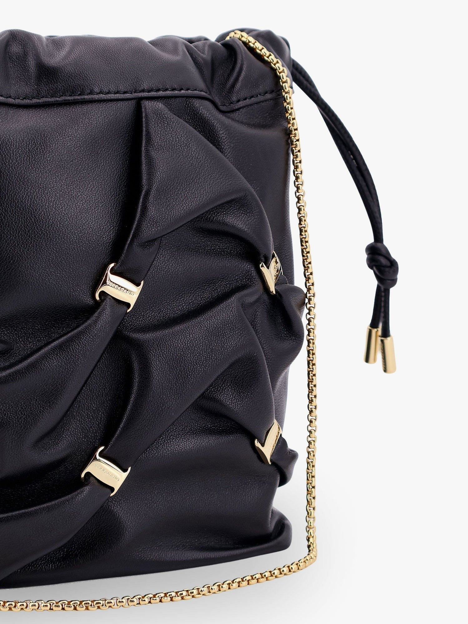 Ferragamo - Leather Bucket Bag With Metal Details - Women’s Bags
