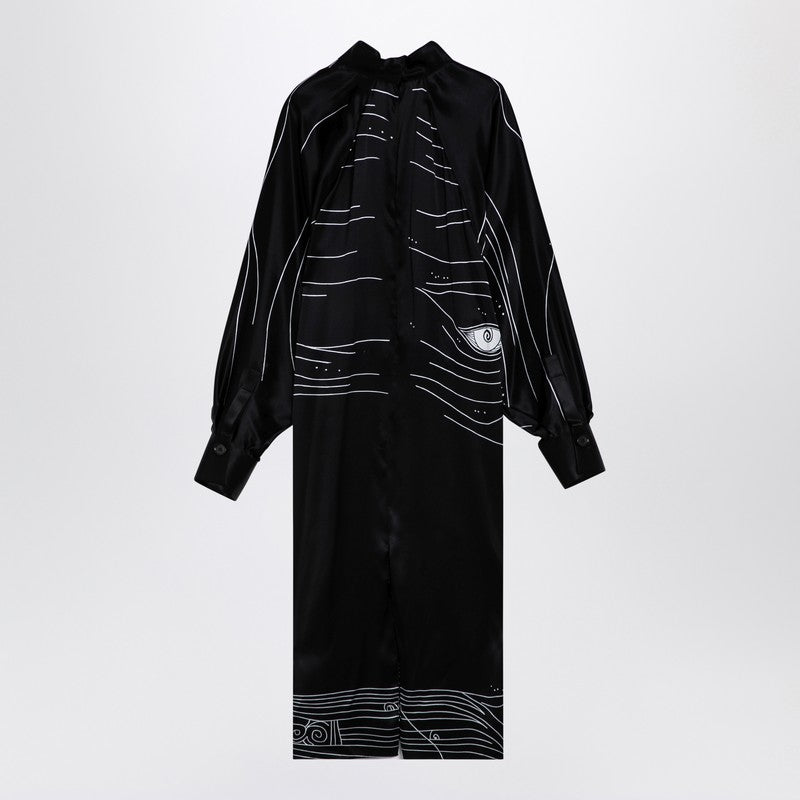Ferragamo - Ferragamo Black silk satin midi dress - Women’s Clothing