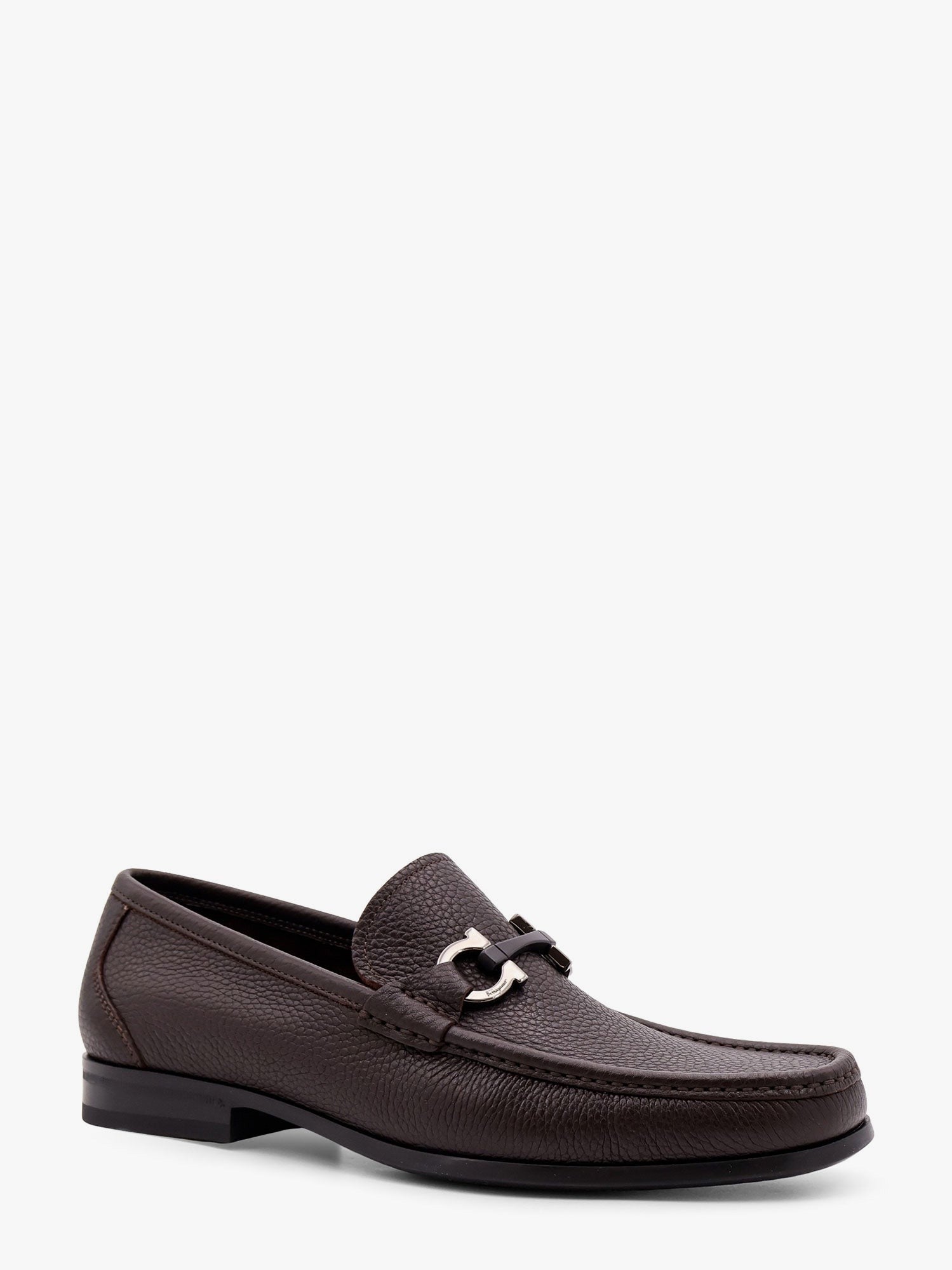 Ferragamo - Ferragamo Grandioso Leather Loafer With Gancini Detail - Men’s Shoes