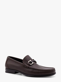 Ferragamo - Ferragamo Grandioso Leather Loafer With Gancini Detail - Men’s Shoes