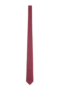 Ferragamo men’s cravatta in seta slim burgundy tie with subtle tiny white dot pattern made of silk