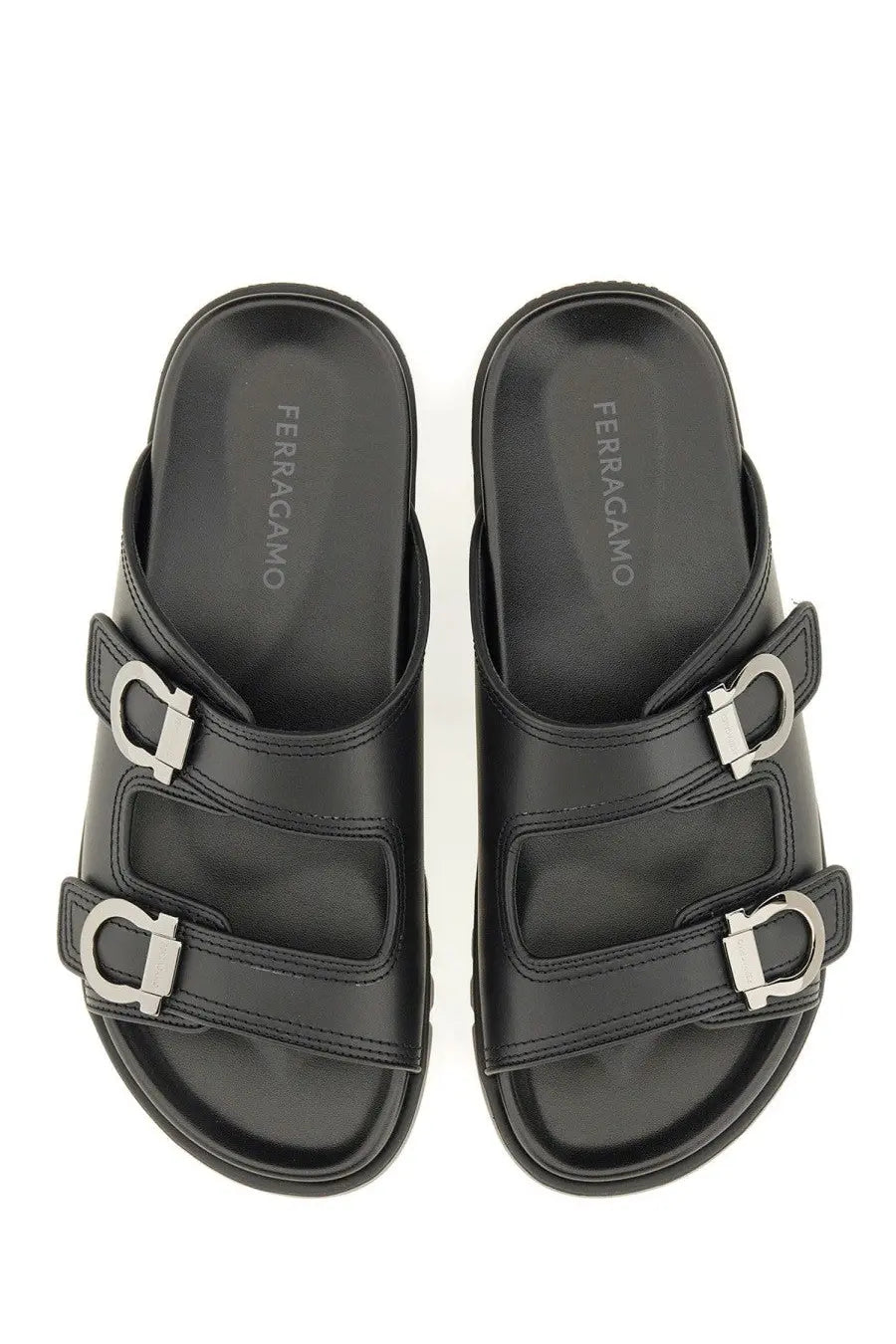 Ferragamo Men's Double Strap Sandal Black, view 5