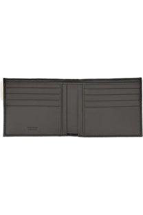 Ferragamo men’s gancini wallet black made of dark gray leather with multiple card slots and minimalist design