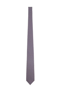 A sleek dark gray silk tie with a subtle geometric pattern from Ferragamo men’s multicolor collection