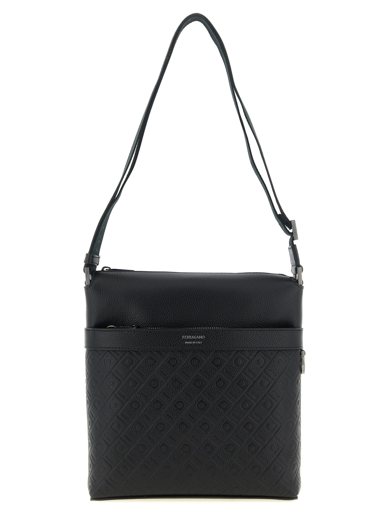 Ferragamo Ferragamo Monogram Messenger Crossbody Bag Black