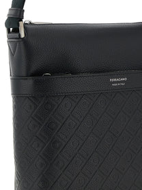 Ferragamo Ferragamo Monogram Messenger Crossbody Bag Black