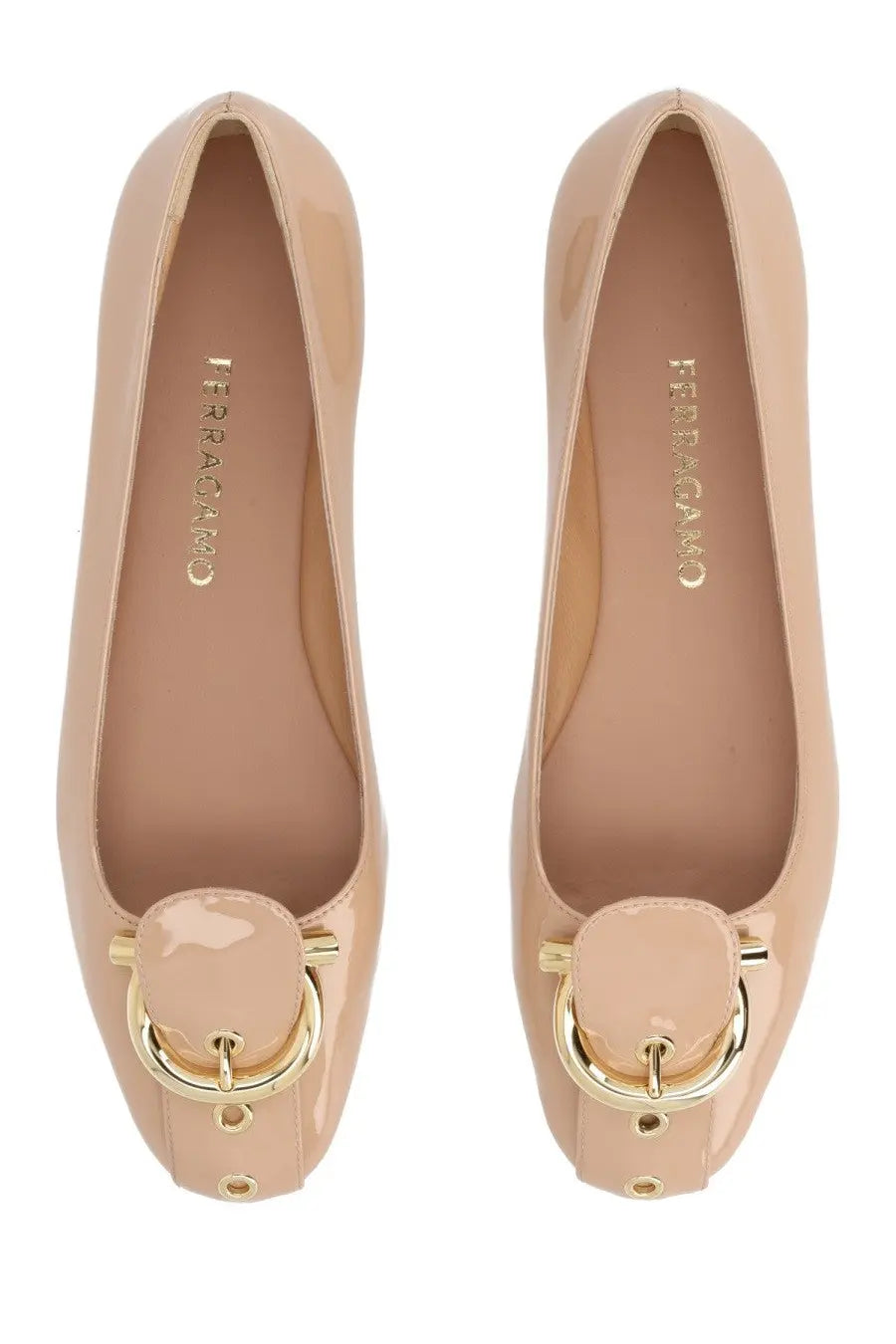 Ferragamo Women's Gancini Ballet Flats Beige, view 5