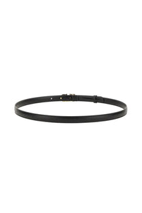 Ferragamo women’s gancini black leather belt with subtle texture and minimalist gold-tone buckle