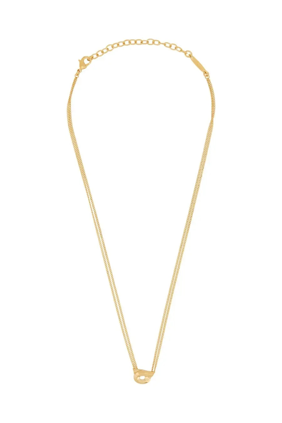 Ferragamo women’s gold-toned double-strand chain necklace with minimalist circular hooks pendant in gold