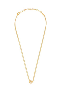 Ferragamo women’s gold-toned double-strand chain necklace with minimalist circular hooks pendant in gold