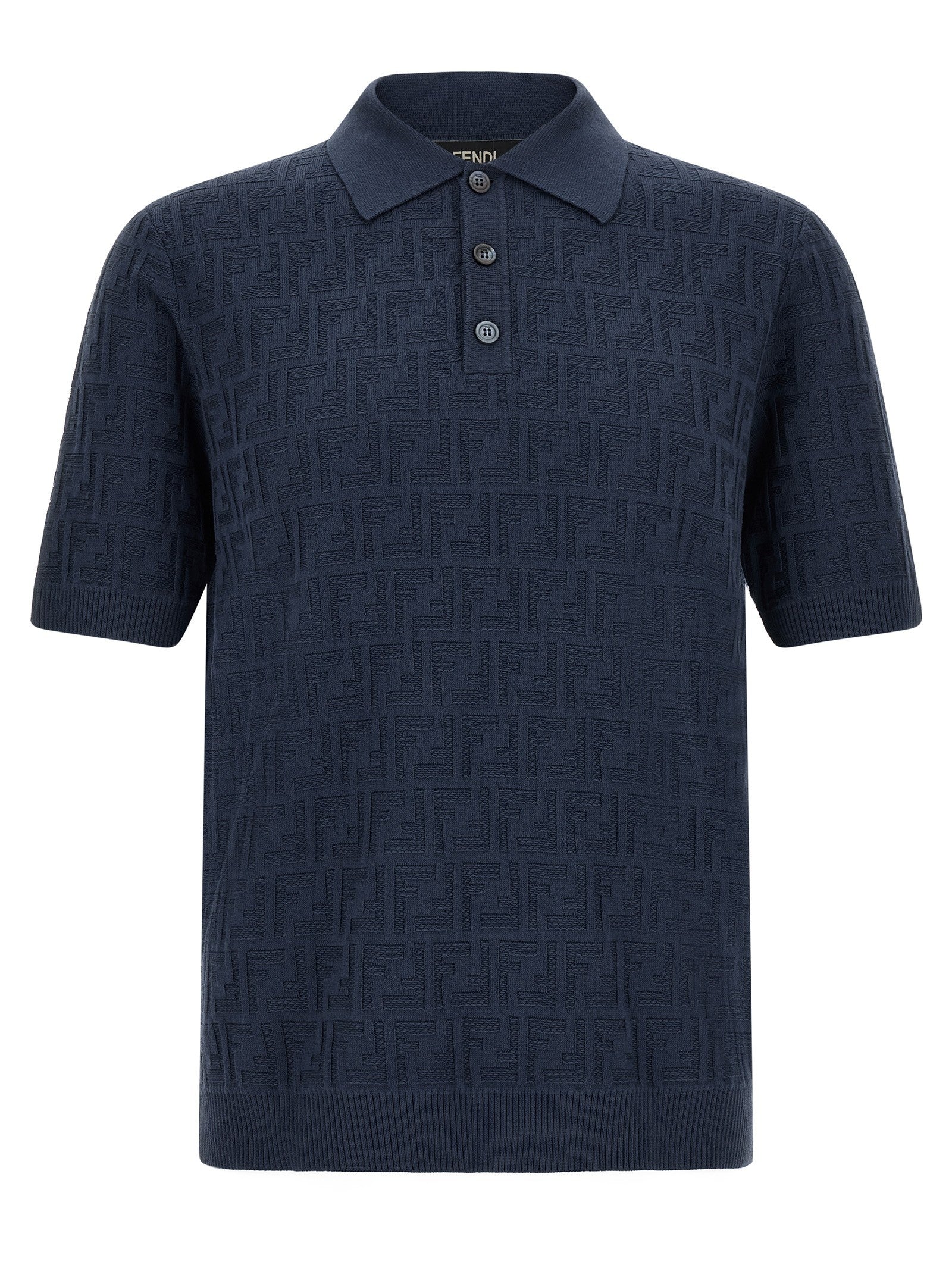 Fendi Men's FF Cotton Polo Shirt Blue