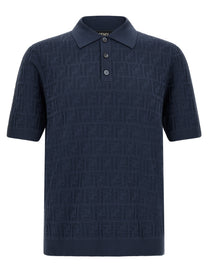Fendi Men's FF Cotton Polo Shirt Blue