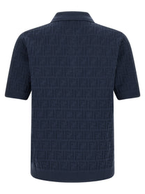 Fendi Men's FF Cotton Polo Shirt Blue