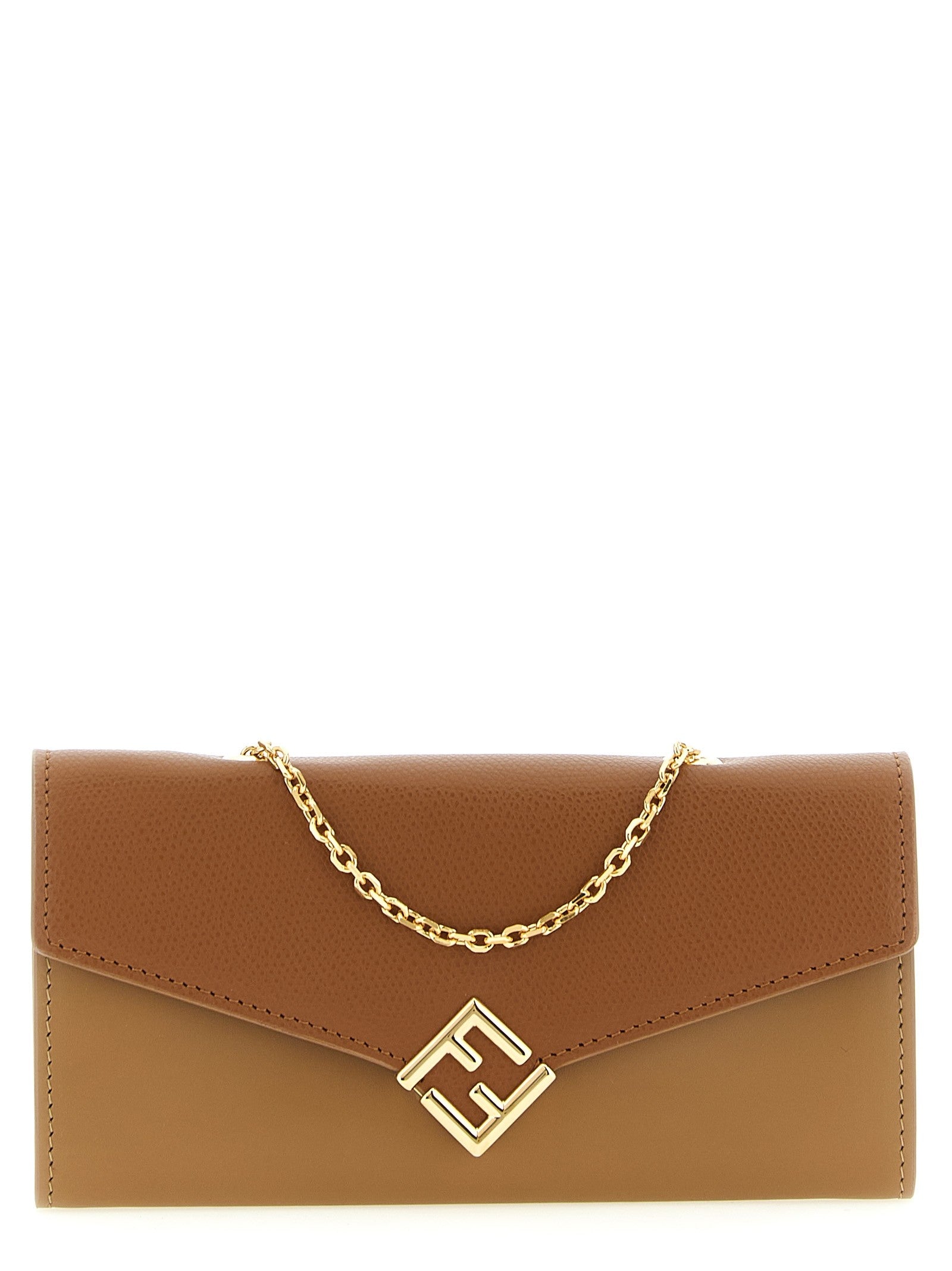 Fendi FF Diamonds Wallet on Chain Brown