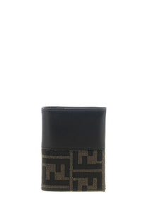 Fendi FF Jacquard Bicolor Card Holder Black