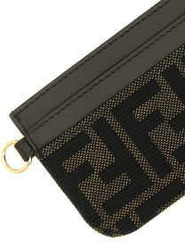 Fendi FF Jacquard Cardholder Brown
