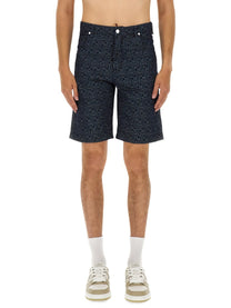 Fendi Men's FF Jacquard Denim Shorts Blue
