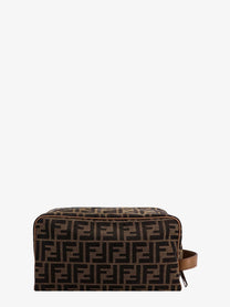 Fendi Men's FF Jacquard Fabric Medium Beauty Case Beige