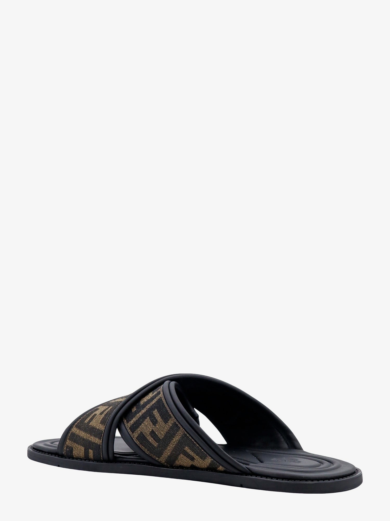 Fendi Men's FF Jacquard Fabric Sandals Black